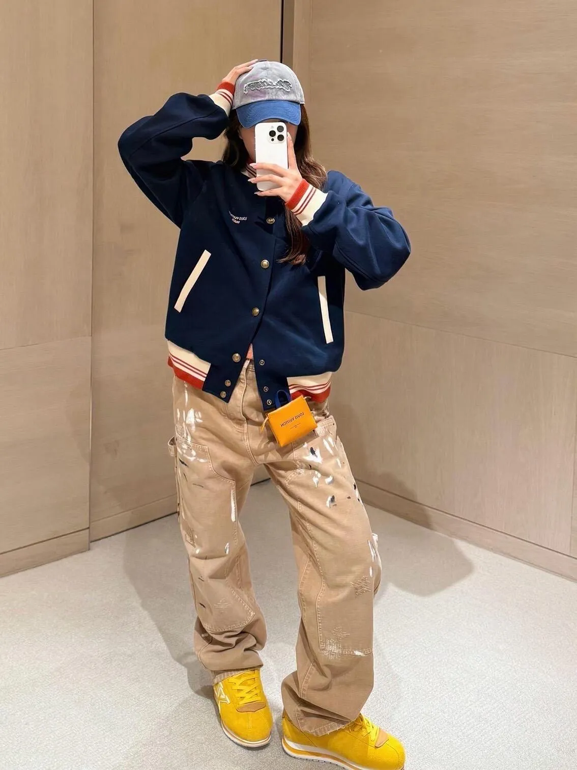 Louis Vuitton/Louis Vuitton 26Fw contrasting letter embroidered baseball jacket
